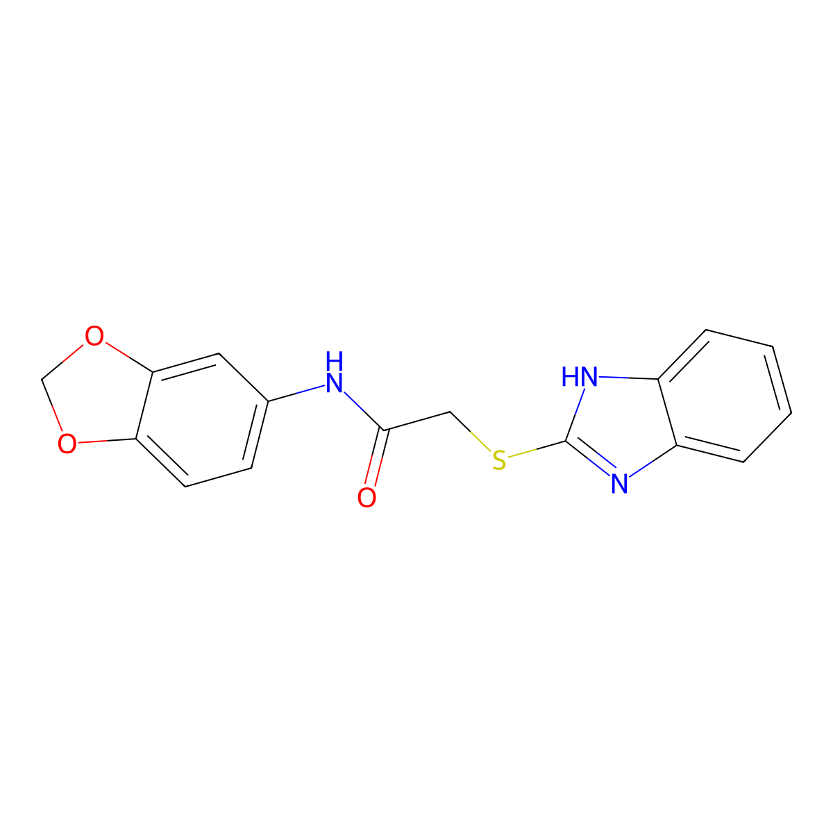 2-(1H-benzimidazol-2-ylsulfanyl)-N-(1,3-benzodioxol-5-yl)acetamide molecular structure, CAS 361184-64-7
