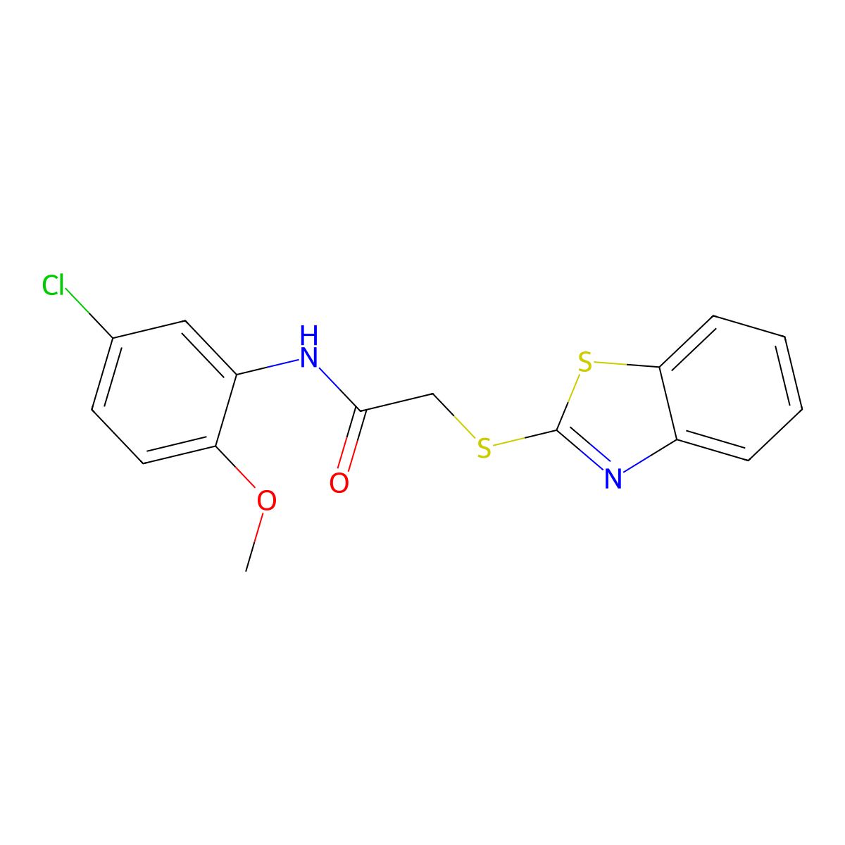 2-(1,3-benzothiazol-2-ylsulfanyl)-N-(5-chloro-2-methoxyphenyl)acetamide molecular structure, CAS 361184-68-1