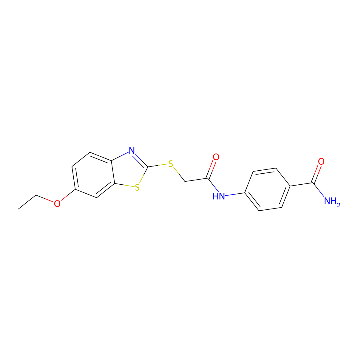4-[[2-[(6-Ethoxy-1,3-benzothiazol-2-yl)sulfanyl]acetyl]amino]benzamide molecular structure, CAS 361184-87-4