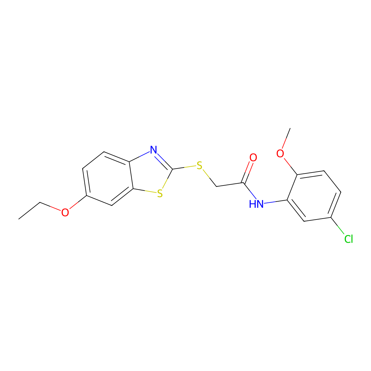 N-(5-chloro-2-methoxyphenyl)-2-[(6-ethoxy-1,3-benzothiazol-2-yl)sulfanyl]acetamide molecular structure, CAS 361184-90-9