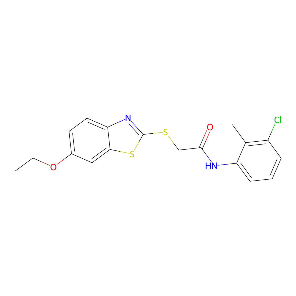N-(3-chloro-2-methylphenyl)-2-[(6-ethoxy-1,3-benzothiazol-2-yl)sulfanyl]acetamide molecular structure, CAS 361184-91-0