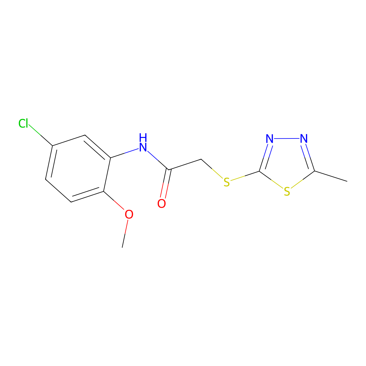 N-(5-chloro-2-methoxyphenyl)-2-[(5-methyl-1,3,4-thiadiazol-2-yl)sulfanyl]acetamide molecular structure, CAS 361184-98-7