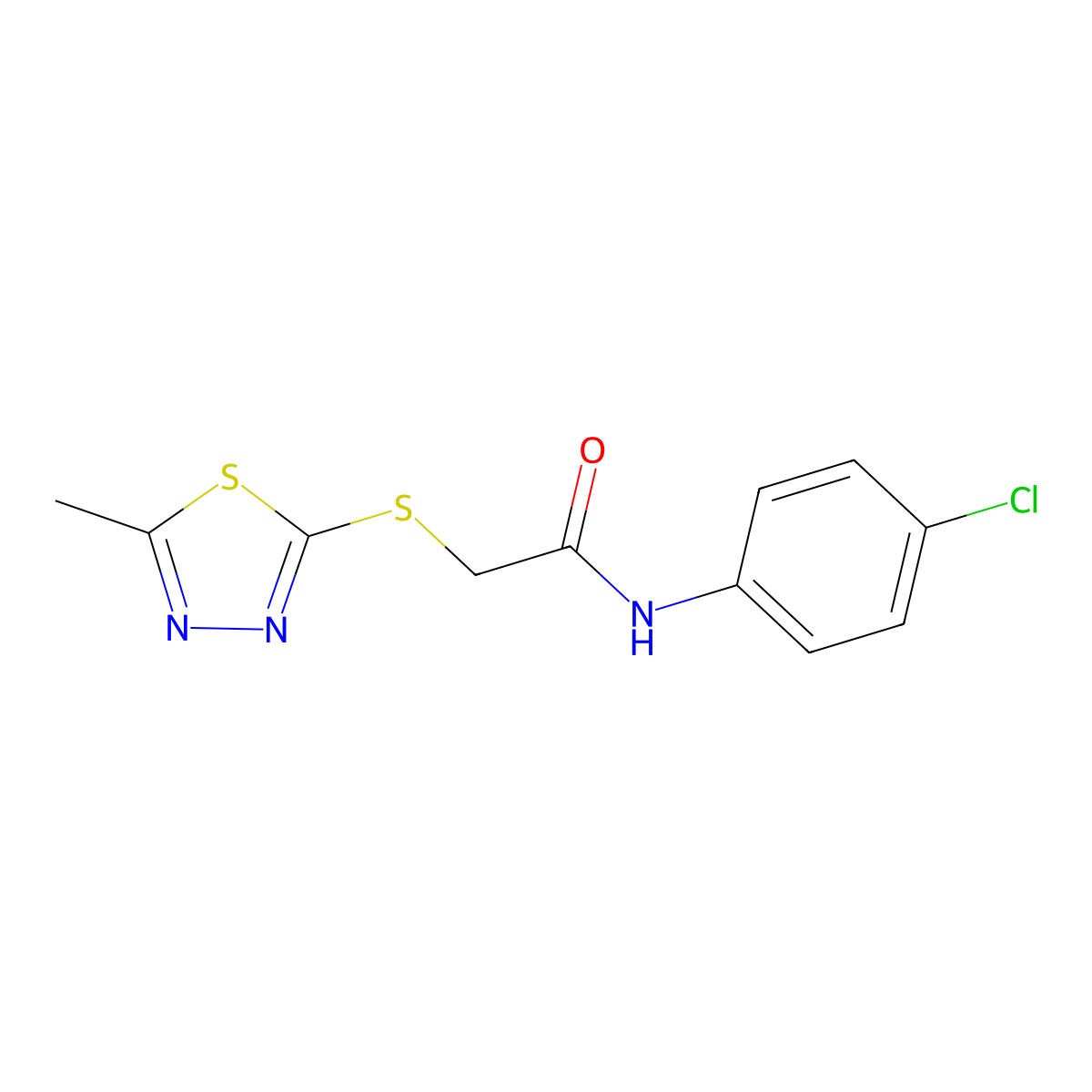 N-(4-chlorophenyl)-2-[(5-methyl-1,3,4-thiadiazol-2-yl)sulfanyl]acetamide molecular structure, CAS 361185-01-5