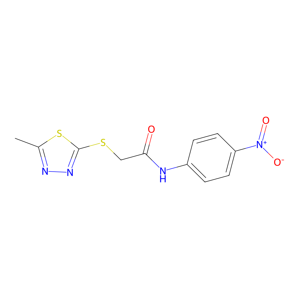 2-[(5-methyl-1,3,4-thiadiazol-2-yl)sulfanyl]-N-(4-nitrophenyl)acetamide molecular structure, CAS 361185-04-8