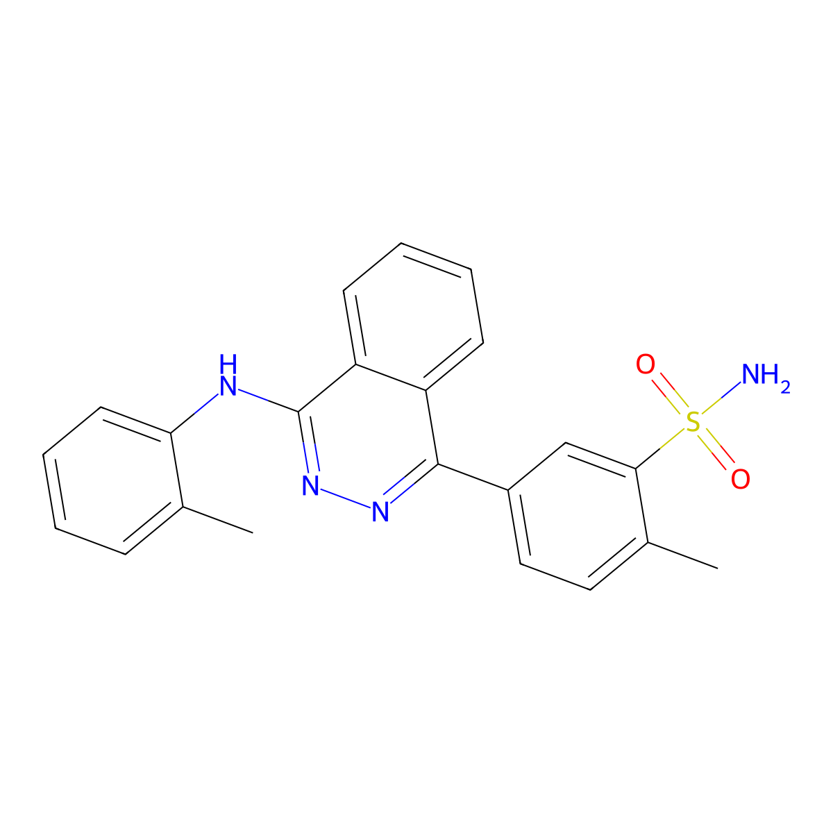 2-Methyl-5-{4-[(2-methylphenyl)amino]phthalazin-1-yl}benzenesulfonamide molecular structure, CAS 361185-71-9