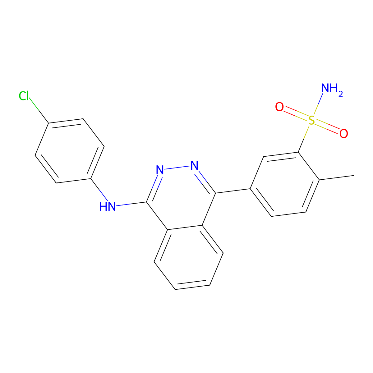 5-{4-[(4-Chlorophenyl)amino]phthalazin-1-yl}-2-methylbenzenesulfonamide molecular structure, CAS 361185-75-3