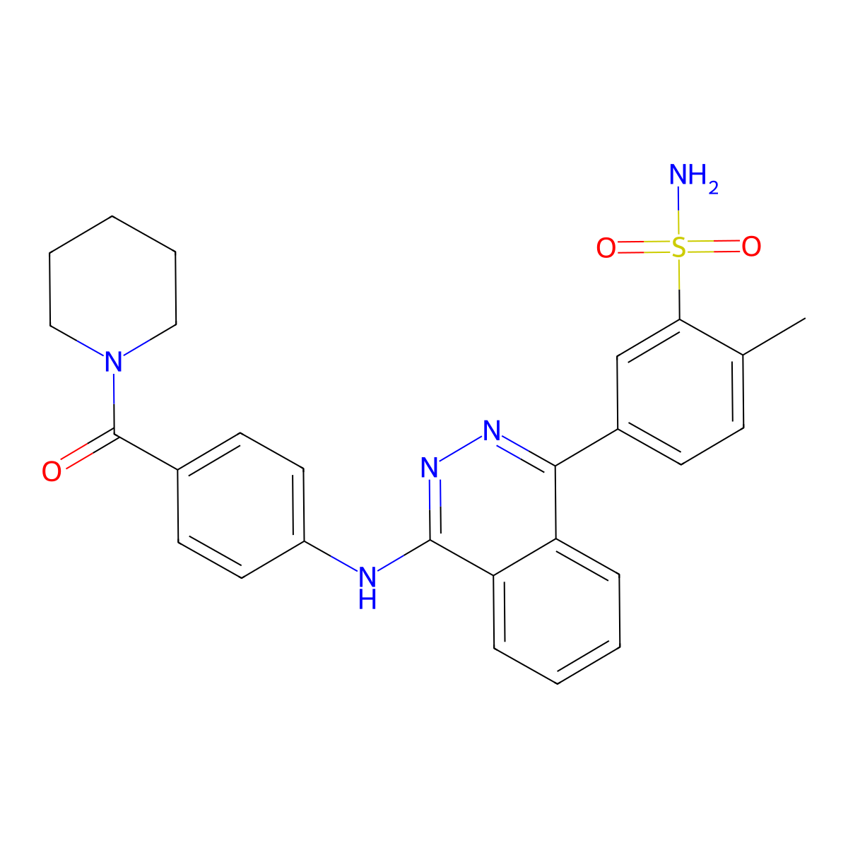 2-Methyl-5-[4-[4-(piperidine-1-carbonyl)anilino]phthalazin-1-yl]benzenesulfonamide molecular structure, CAS 361185-77-5