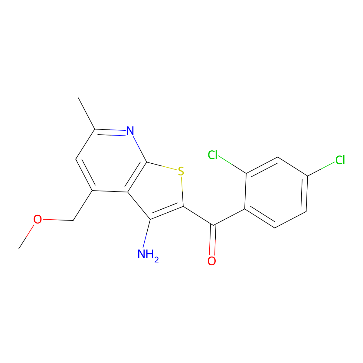 [3-Amino-4-(methoxymethyl)-6-methylthieno[2,3-b]pyridin-2-yl](2,4-dichlorophenyl)methanone molecular structure, CAS 361185-80-0