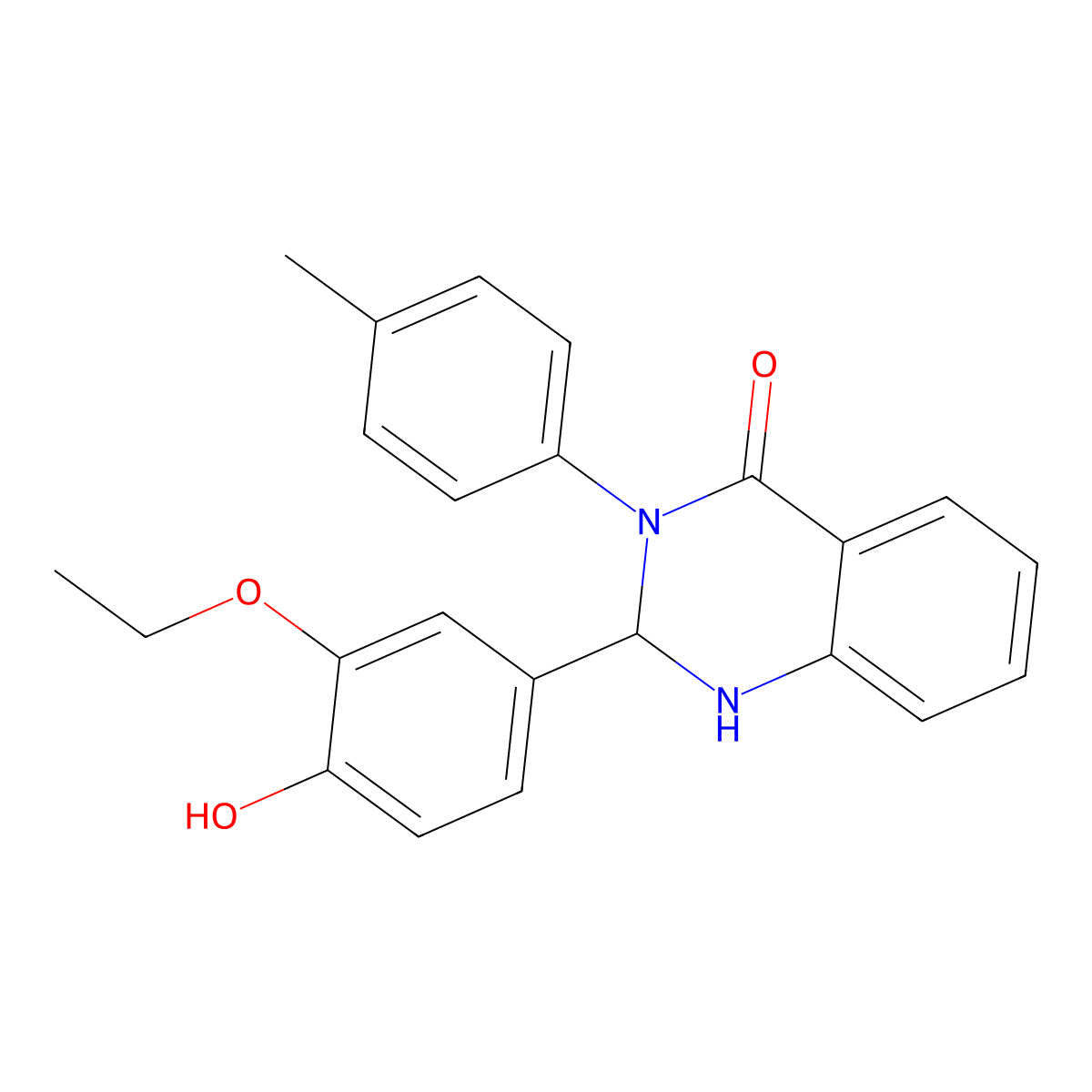 2-(3-Ethoxy-4-hydroxyphenyl)-3-(4-methylphenyl)-1,2-dihydroquinazolin-4-one molecular structure, CAS 361187-01-1