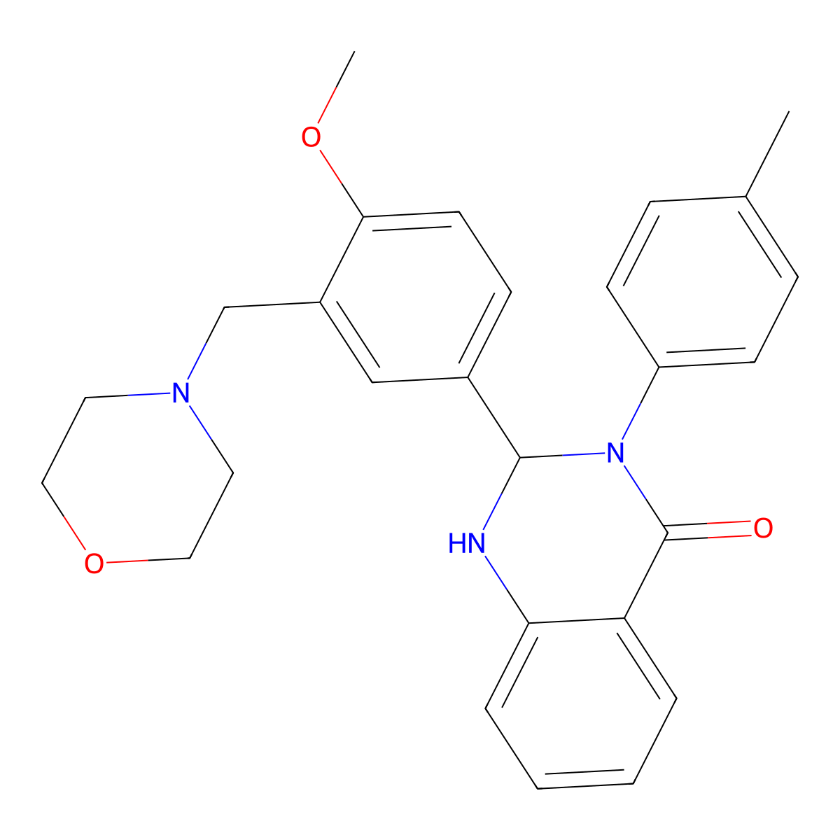 2-[4-methoxy-3-(morpholin-4-ylmethyl)phenyl]-3-(4-methylphenyl)-2,3-dihydroquinazolin-4(1H)-one molecular structure, CAS 361187-04-4