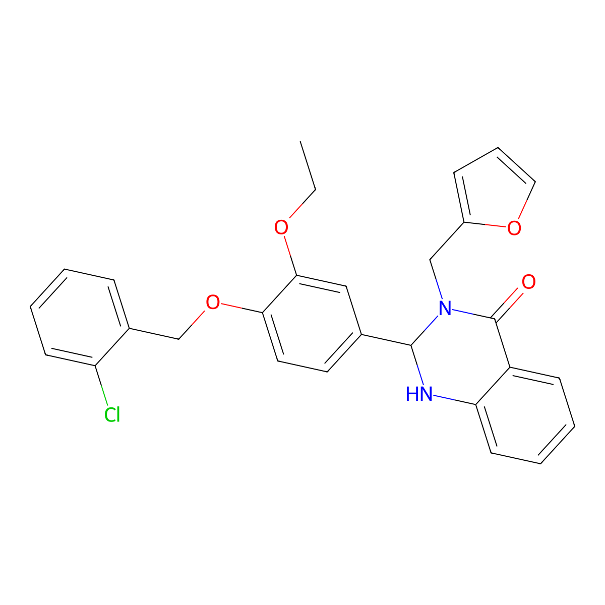 2-[4-[(2-Chlorophenyl)methoxy]-3-ethoxyphenyl]-3-(furan-2-ylmethyl)-1,2-dihydroquinazolin-4-one molecular structure, CAS 361187-07-7