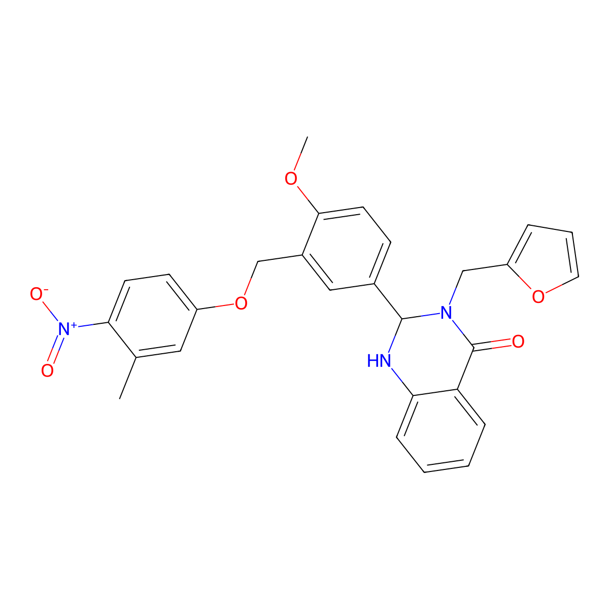 3-(Furan-2-ylmethyl)-2-[4-methoxy-3-[(3-methyl-4-nitrophenoxy)methyl]phenyl]-1,2-dihydroquinazolin-4-one molecular structure, CAS 361187-10-2