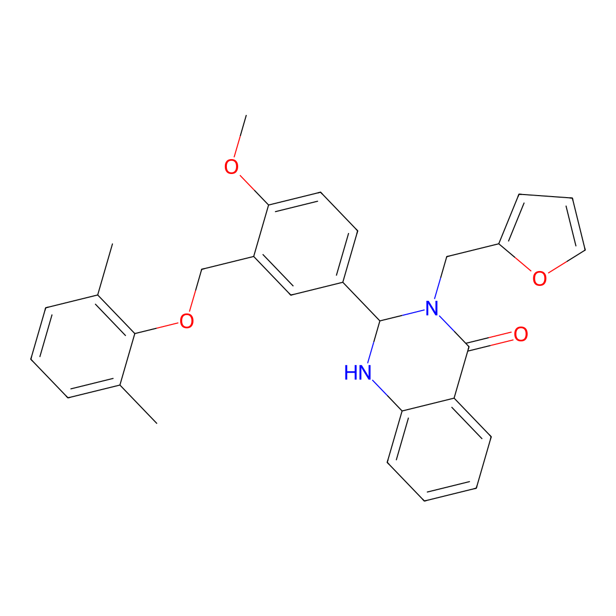 2-(3-((2,6-Dimethylphenoxy)methyl)-4-methoxyphenyl)-3-(furan-2-ylmethyl)-2,3-dihydroquinazolin-4(1H)-one molecular structure, CAS 361187-13-5