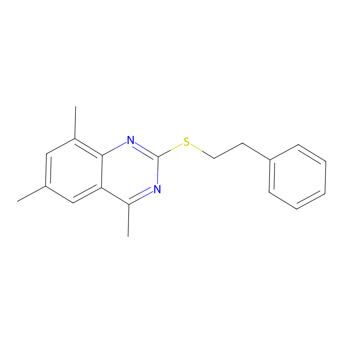 4,6,8-Trimethyl-2-(phenethylthio)quinazoline molecular structure, CAS 361190-41-2