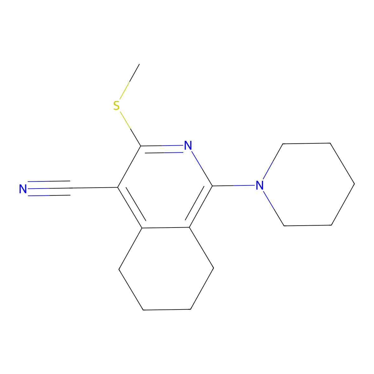 3-Methylsulfanyl-1-piperidin-1-yl-5,6,7,8-tetrahydroisoquinoline-4-carbonitrile molecular structure, CAS 361193-01-3