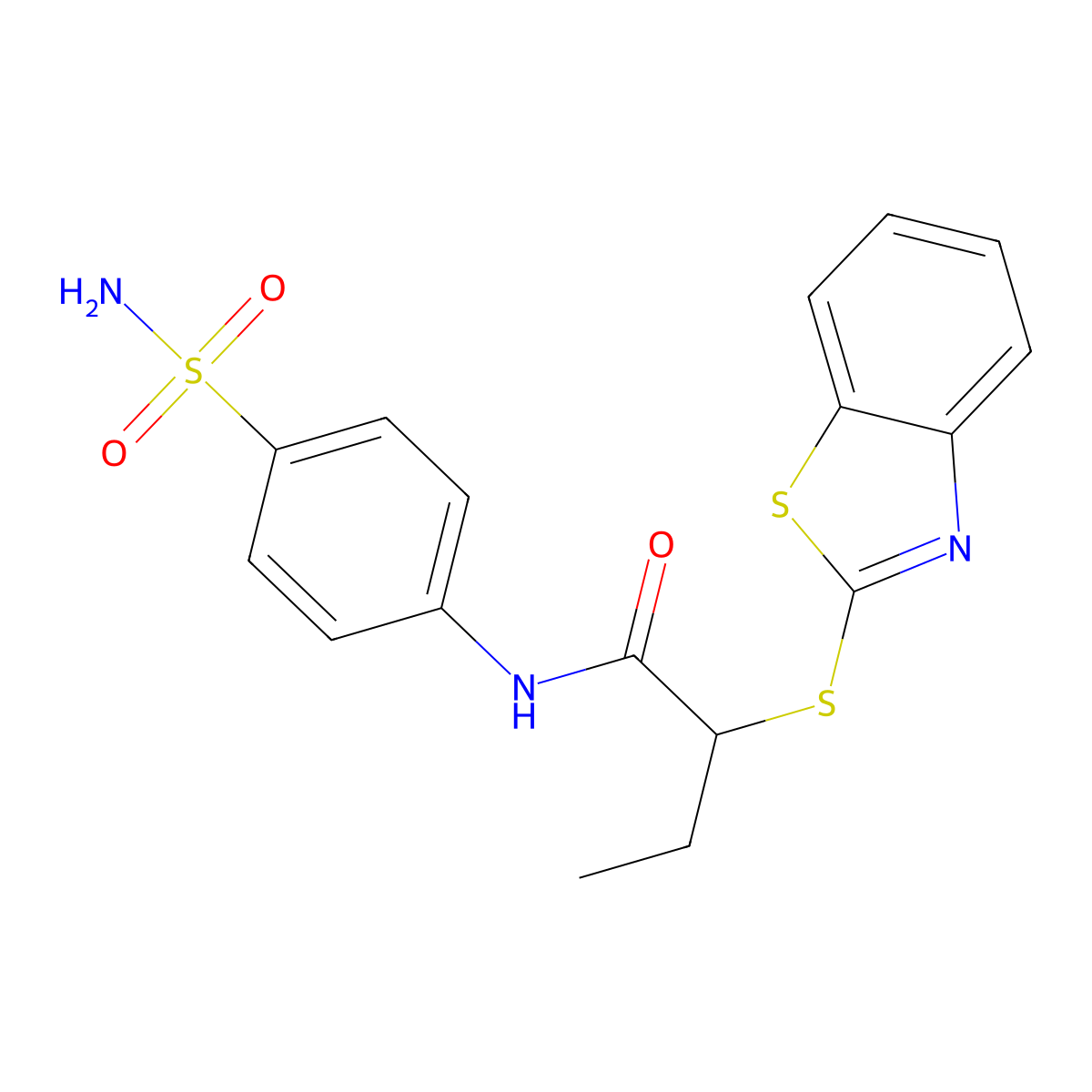 2-(1,3-benzothiazol-2-ylsulfanyl)-N-(4-sulfamoylphenyl)butanamide molecular structure, CAS 361193-15-9