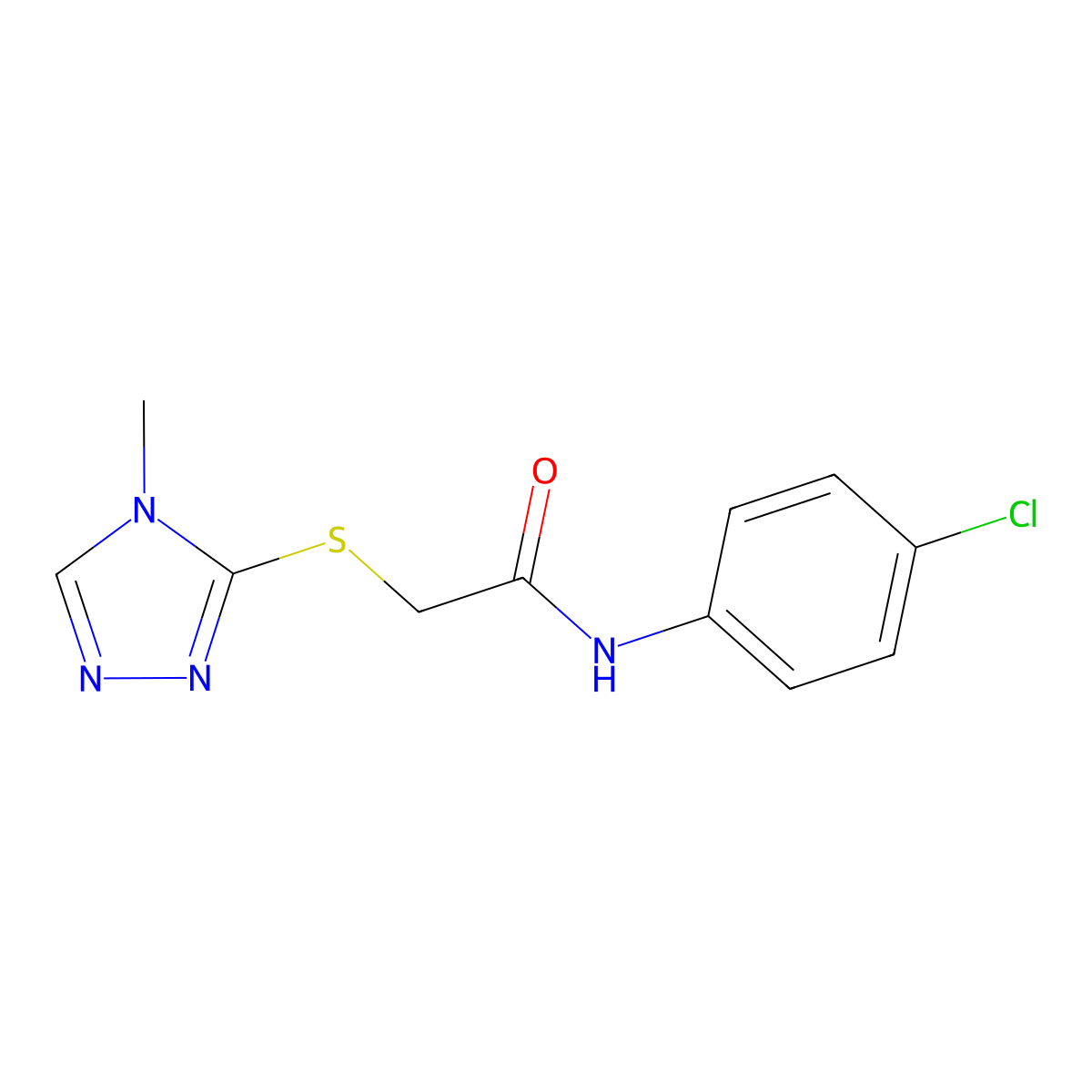 N-(4-chlorophenyl)-2-[(4-methyl-4H-1,2,4-triazol-3-yl)sulfanyl]acetamide molecular structure, CAS 361193-16-0