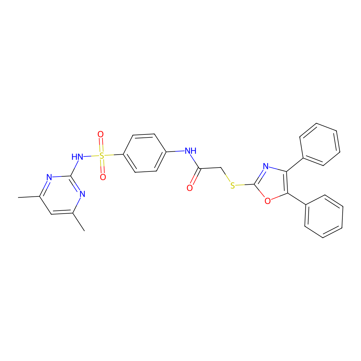 N-{4-[(4,6-Dimethylpyrimidin-2-YL)sulfamoyl]phenyl}-2-[(4,5-diphenyl-1,3-oxazol-2-YL)sulfanyl]acetamide molecular structure, CAS 361193-42-2