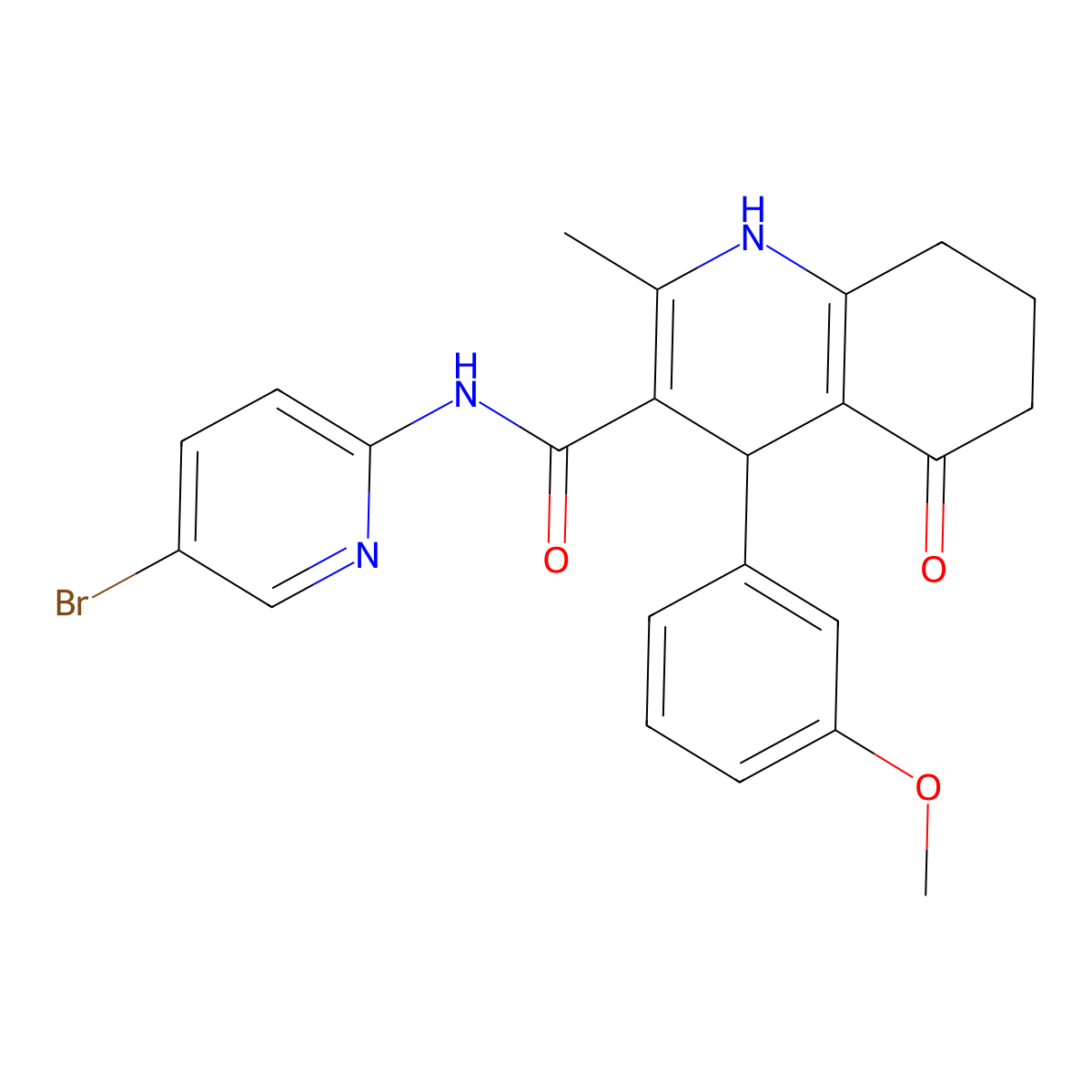 N-(5-bromopyridin-2-yl)-4-(3-methoxyphenyl)-2-methyl-5-oxo-4,6,7,8-tetrahydro-1H-quinoline-3-carboxamide molecular structure, CAS 361193-56-8