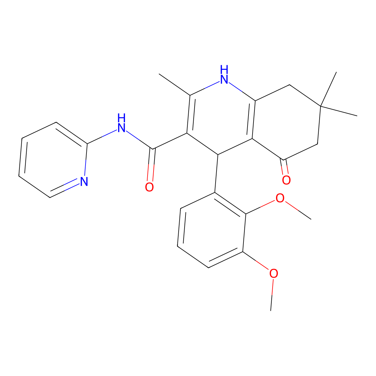 4-(2,3-Dimethoxyphenyl)-2,7,7-trimethyl-5-oxo-N-(2-pyridinyl)-1,4,5,6,7,8-hexahydro-3-quinolinecarboxamide molecular structure, CAS 361193-97-7