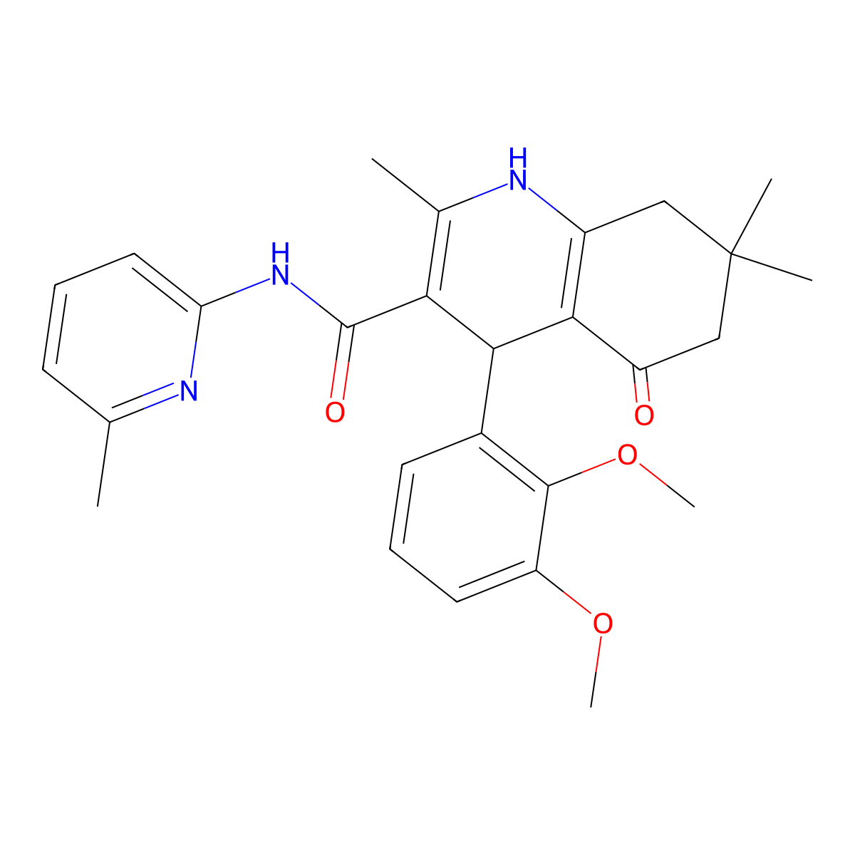 4-(2,3-Dimethoxyphenyl)-2,7,7-trimethyl-N-(6-methyl-2-pyridinyl)-5-oxo-1,4,5,6,7,8-hexahydro-3-quinolinecarboxamide molecular structure, CAS 361194-01-6