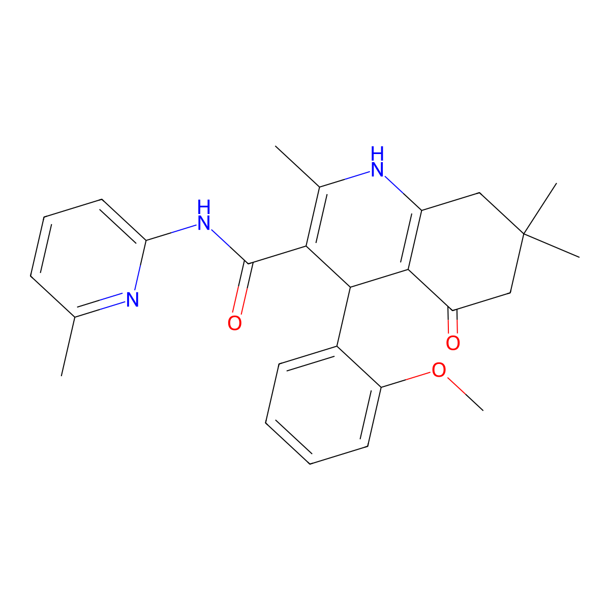 4-(2-Methoxyphenyl)-2,7,7-trimethyl-N-(6-methyl-2-pyridinyl)-5-oxo-1,4,5,6,7,8-hexahydro-3-quinolinecarboxamide molecular structure, CAS 361194-14-1