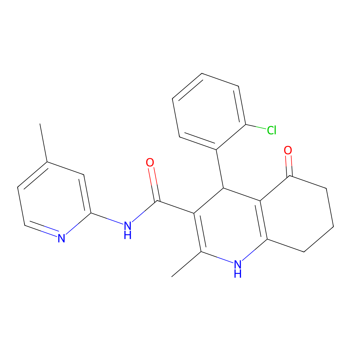 4-(2-chlorophenyl)-2-methyl-N-(4-methylpyridin-2-yl)-5-oxo-1,4,5,6,7,8-hexahydroquinoline-3-carboxamide molecular structure, CAS 361194-57-2