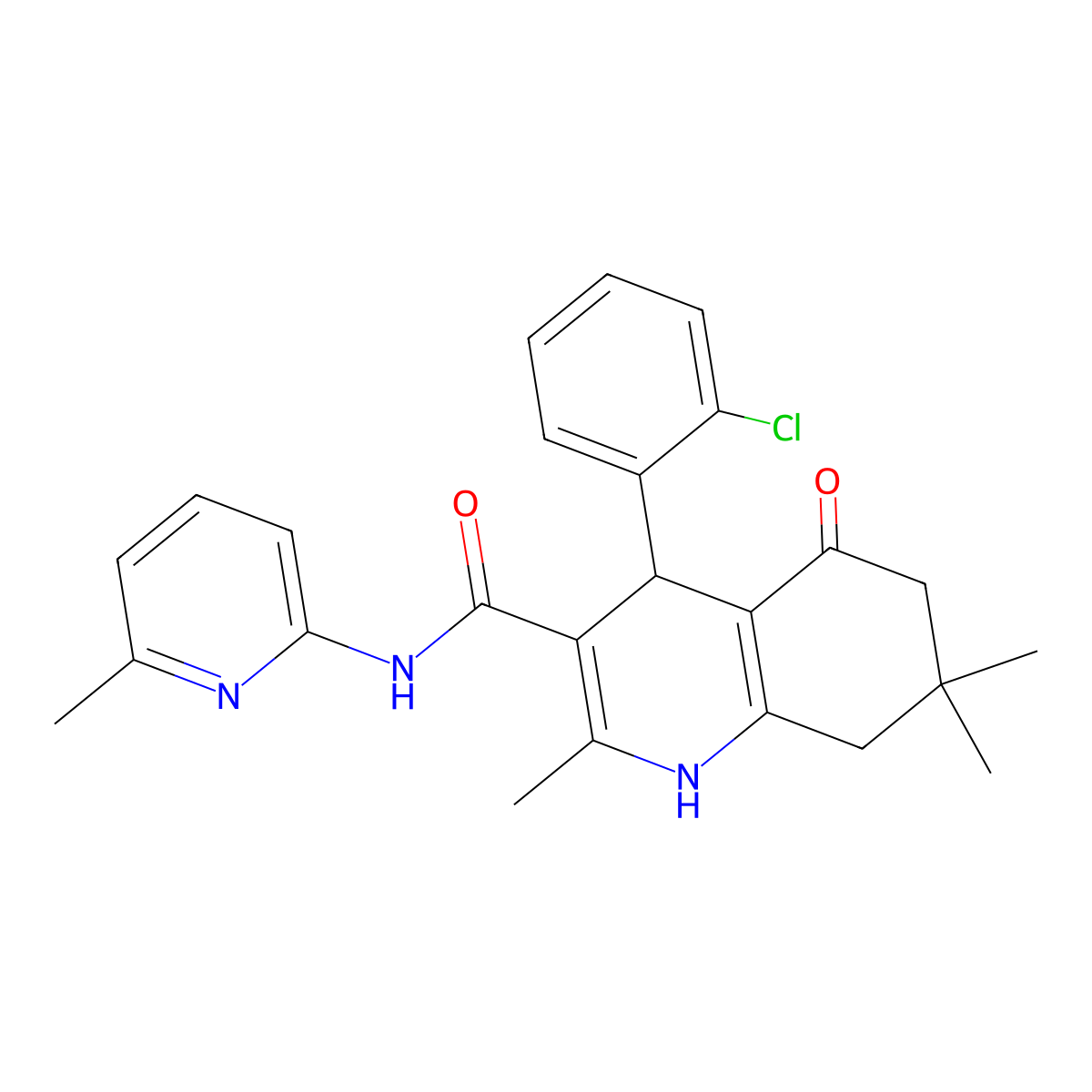 4-(2-Chlorophenyl)-2,7,7-trimethyl-N-(6-methyl-2-pyridinyl)-5-oxo-1,4,5,6,7,8-hexahydro-3-quinolinecarboxamide molecular structure, CAS 361194-60-7