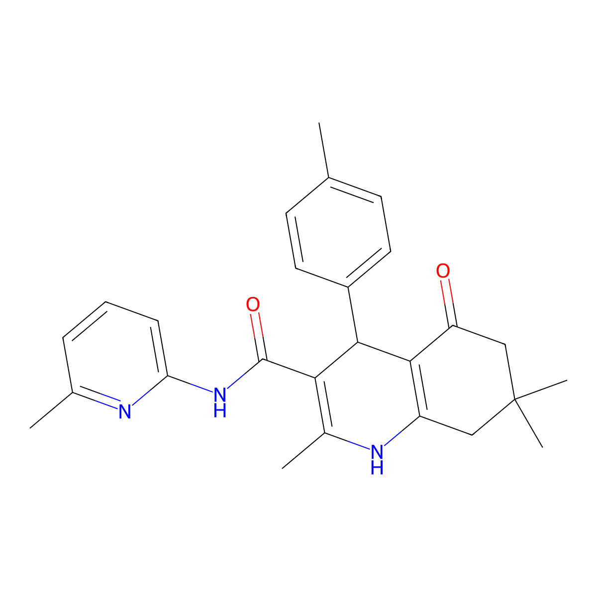 2,7,7-trimethyl-4-(4-methylphenyl)-N-(6-methylpyridin-2-yl)-5-oxo-1,4,5,6,7,8-hexahydroquinoline-3-carboxamide molecular structure, CAS 361194-82-3