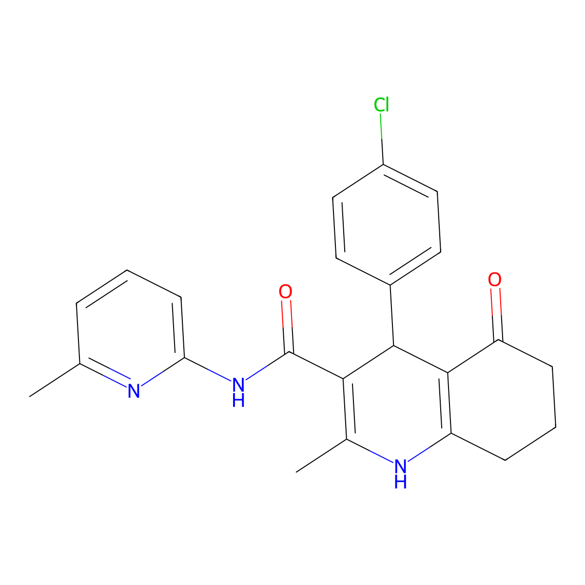 4-(4-chlorophenyl)-2-methyl-N-(6-methylpyridin-2-yl)-5-oxo-1,4,5,6,7,8-hexahydroquinoline-3-carboxamide molecular structure, CAS 361194-87-8