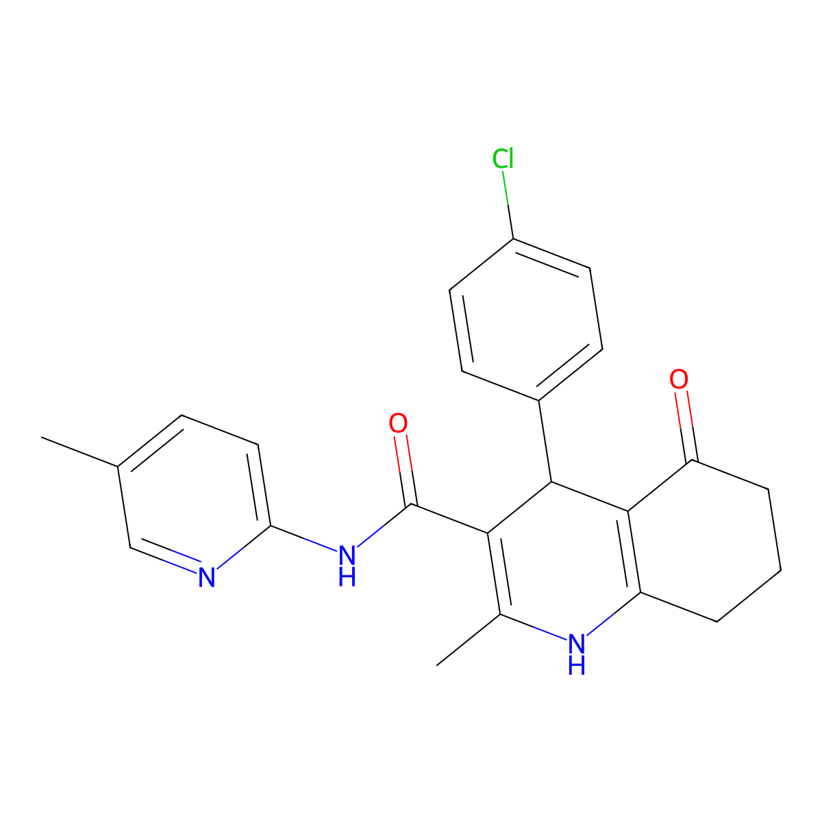 4-(4-chlorophenyl)-2-methyl-N-(5-methylpyridin-2-yl)-5-oxo-4,6,7,8-tetrahydro-1H-quinoline-3-carboxamide molecular structure, CAS 361194-88-9