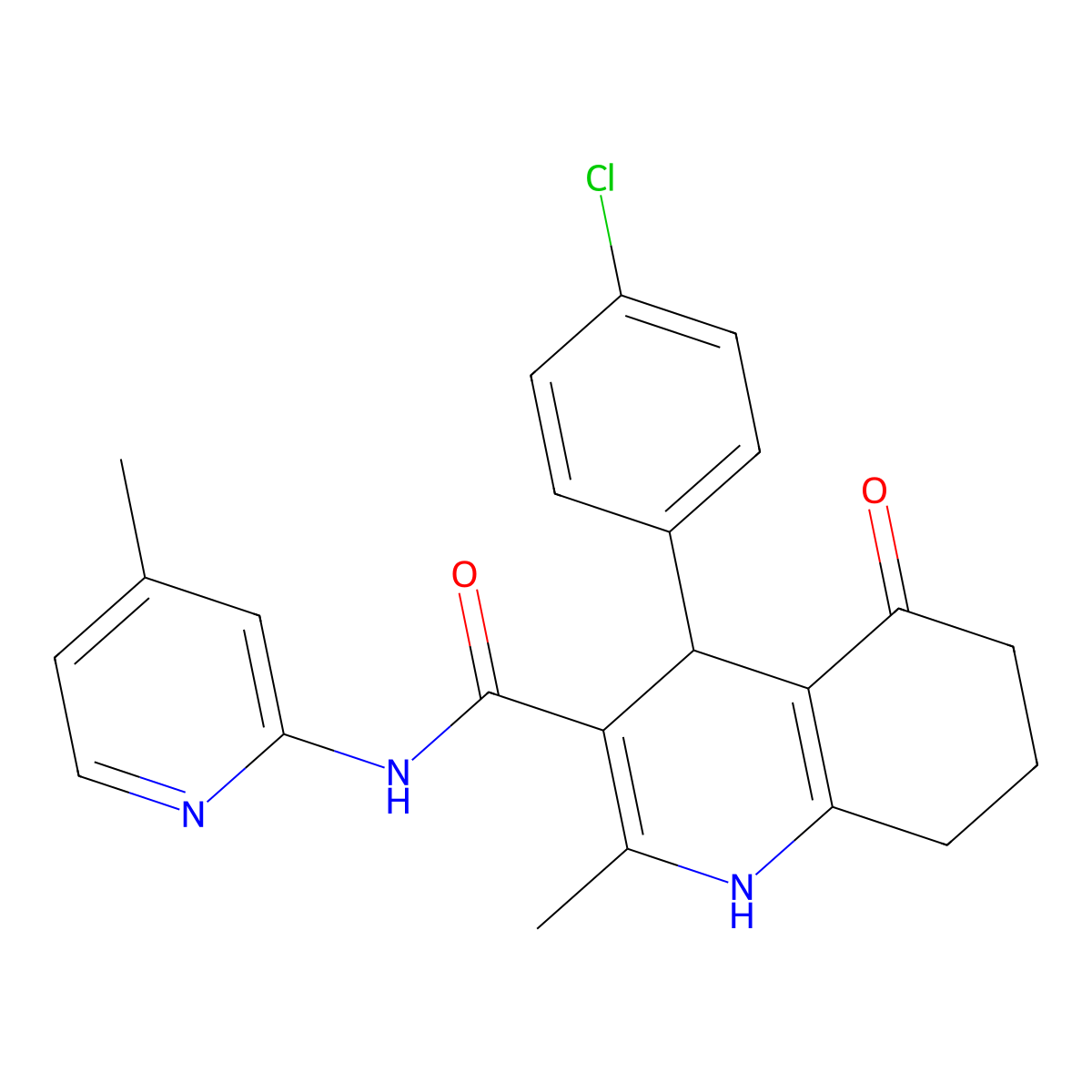 4-(4-Chlorophenyl)-2-methyl-N-(4-methyl-2-pyridinyl)-5-oxo-1,4,5,6,7,8-hexahydro-3-quinolinecarboxamide molecular structure, CAS 361194-89-0