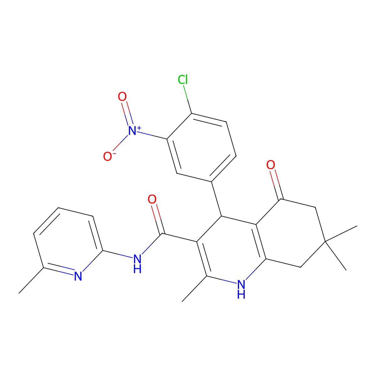 4-(4-Chloro-3-nitrophenyl)-2,7,7-trimethyl-N-(6-methyl-2-pyridinyl)-5-oxo-1,4,5,6,7,8-hexahydro-3-quinolinecarboxamide molecular structure, CAS 361195-01-9