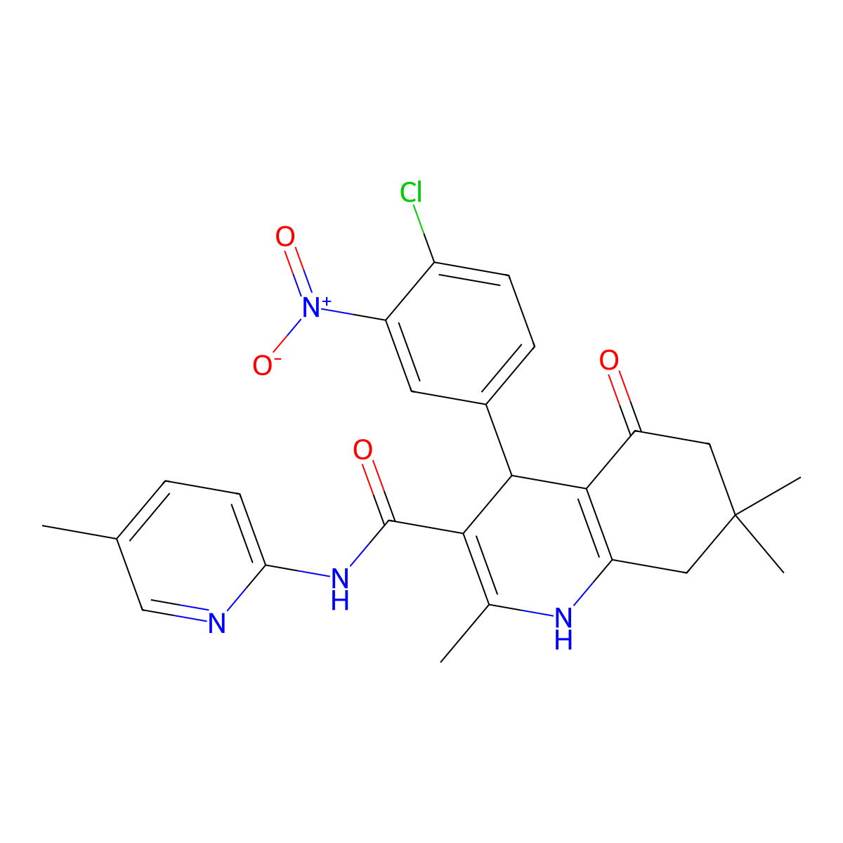 4-(4-Chloro-3-nitrophenyl)-2,7,7-trimethyl-N-(5-methyl-2-pyridinyl)-5-oxo-1,4,5,6,7,8-hexahydro-3-quinolinecarboxamide molecular structure, CAS 361195-02-0