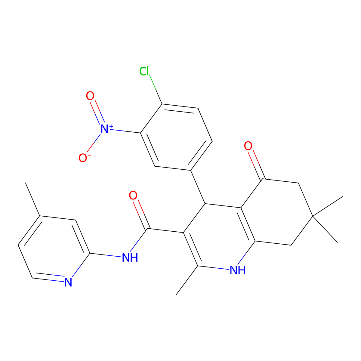 4-{4-chloro-3-nitrophenyl}-2,7,7-trimethyl-N-(4-methylpyridin-2-yl)-5-oxo-1,4,5,6,7,8-hexahydroquinoline-3-carboxamide molecular structure, CAS 361195-03-1