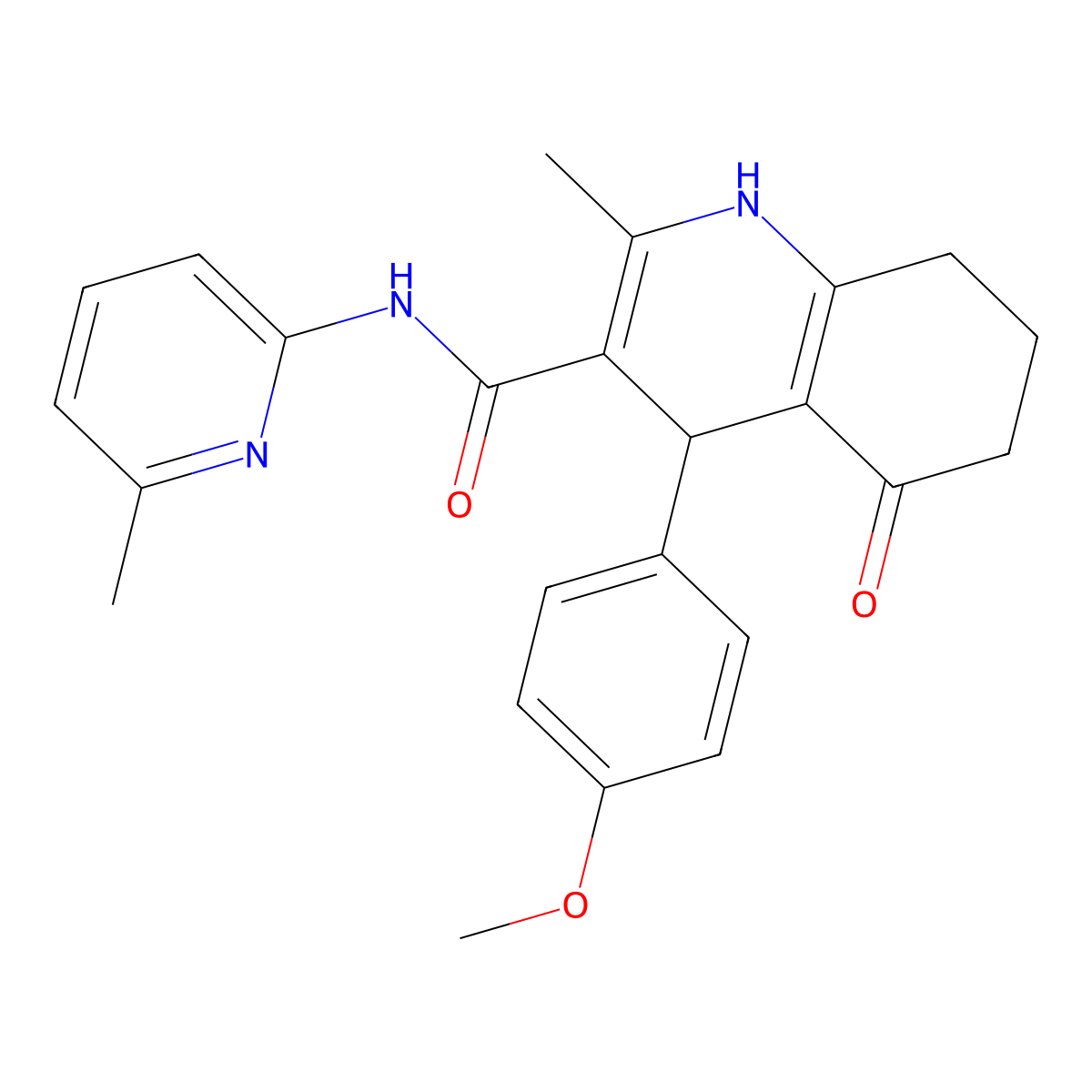 4-(4-Methoxyphenyl)-2-methyl-N-(6-methyl-2-pyridinyl)-5-oxo-1,4,5,6,7,8-hexahydro-3-quinolinecarboxamide molecular structure, CAS 361195-15-5