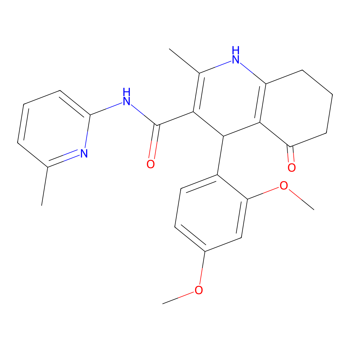 4-(2,4-Dimethoxyphenyl)-2-methyl-N-(6-methyl-2-pyridinyl)-5-oxo-1,4,5,6,7,8-hexahydro-3-quinolinecarboxamide molecular structure, CAS 361195-24-6