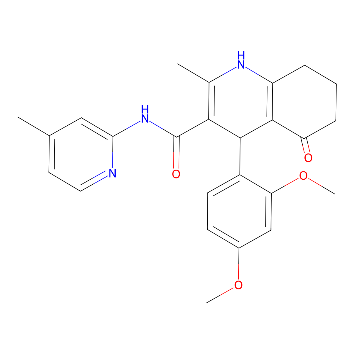 4-(2,4-Dimethoxyphenyl)-2-methyl-N-(4-methyl-2-pyridinyl)-5-oxo-1,4,5,6,7,8-hexahydro-3-quinolinecarboxamide molecular structure, CAS 361195-26-8