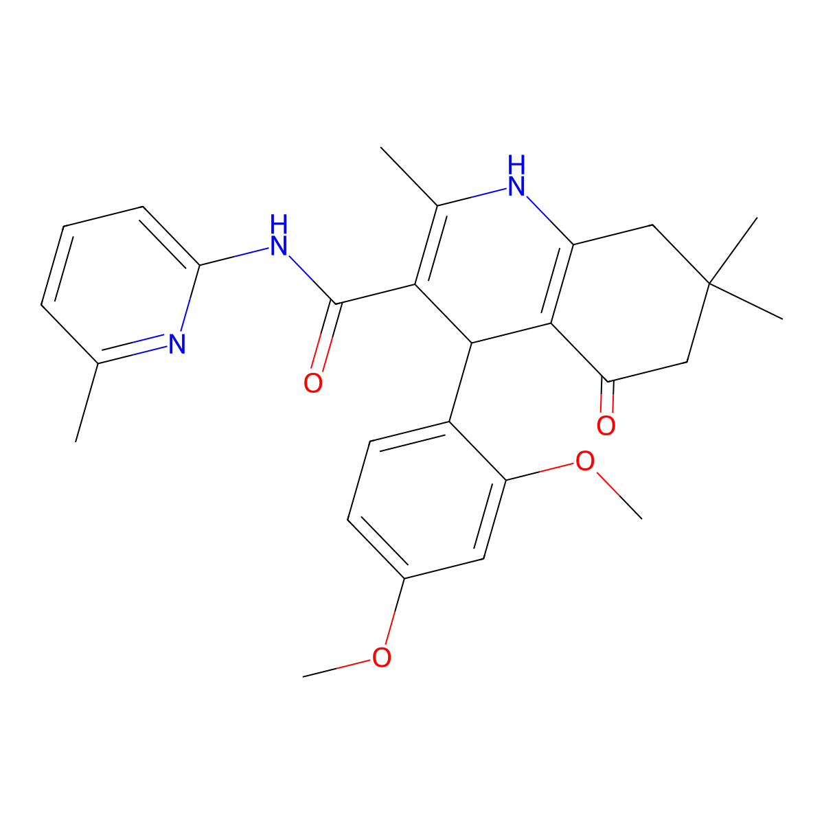 4-(2,4-Dimethoxyphenyl)-2,7,7-trimethyl-N-(6-methyl-2-pyridinyl)-5-oxo-1,4,5,6,7,8-hexahydro-3-quinolinecarboxamide molecular structure, CAS 361195-29-1
