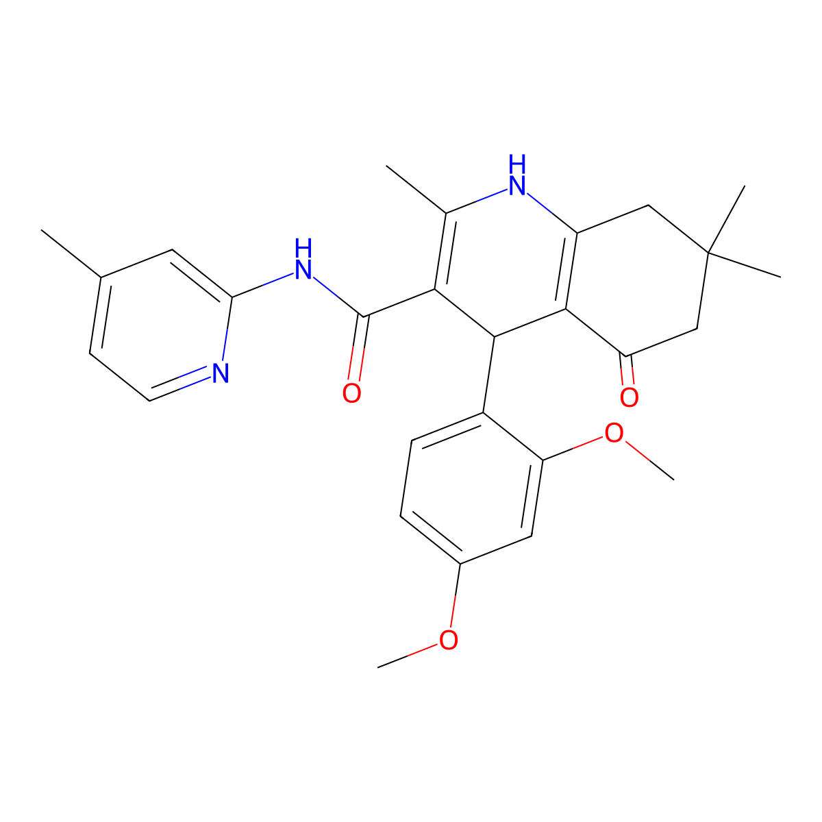 4-(2,4-Dimethoxyphenyl)-2,7,7-trimethyl-N-(4-methyl-2-pyridinyl)-5-oxo-1,4,5,6,7,8-hexahydro-3-quinolinecarboxamide molecular structure, CAS 361195-31-5