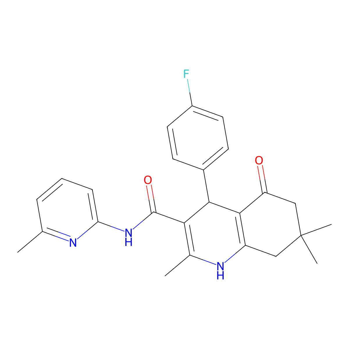 4-(4-Fluorophenyl)-2,7,7-trimethyl-N-(6-methyl-2-pyridinyl)-5-oxo-1,4,5,6,7,8-hexahydro-3-quinolinecarboxamide molecular structure, CAS 361195-39-3