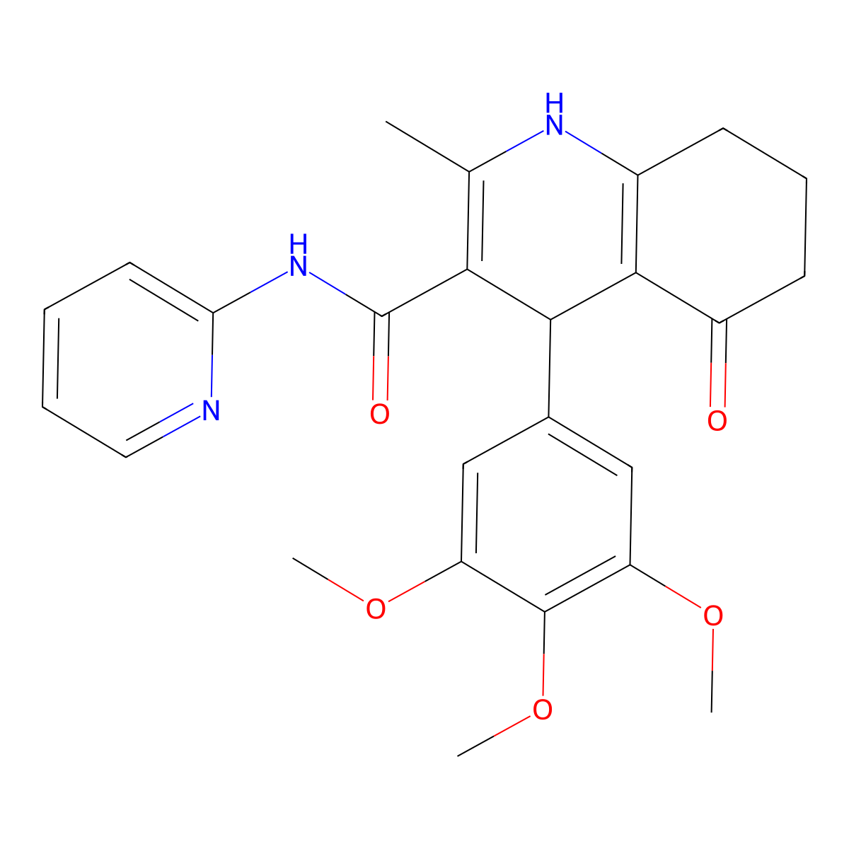 2-Methyl-5-oxo-N-(2-pyridinyl)-4-(3,4,5-trimethoxyphenyl)-1,4,5,6,7,8-hexahydro-3-quinolinecarboxamide molecular structure, CAS 361195-47-3