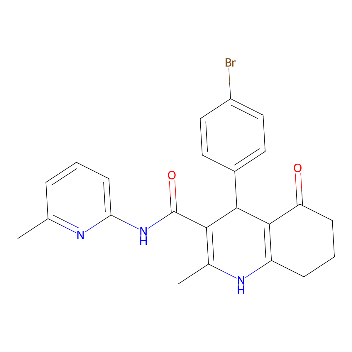 4-(4-Bromophenyl)-2-methyl-N-(6-methyl-2-pyridinyl)-5-oxo-1,4,5,6,7,8-hexahydro-3-quinolinecarboxamide molecular structure, CAS 361195-60-0
