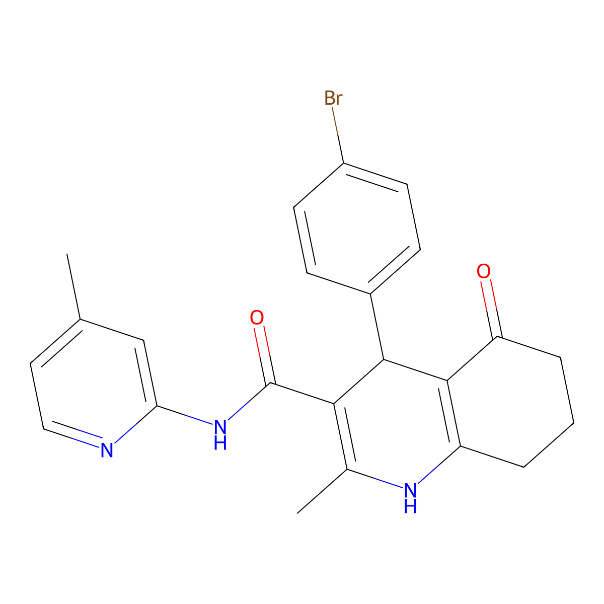 4-(4-Bromophenyl)-2-methyl-N-(4-methyl-2-pyridinyl)-5-oxo-1,4,5,6,7,8-hexahydro-3-quinolinecarboxamide molecular structure, CAS 361195-62-2