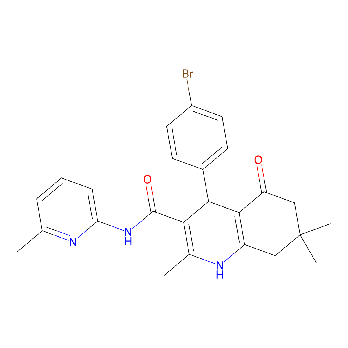 4-(4-Bromophenyl)-2,7,7-trimethyl-N-(6-methyl-2-pyridinyl)-5-oxo-1,4,5,6,7,8-hexahydro-3-quinolinecarboxamide molecular structure, CAS 361195-65-5