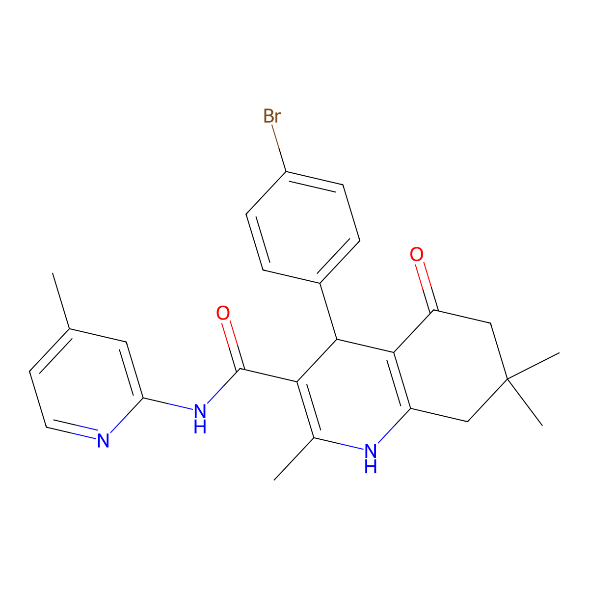 4-(4-Bromophenyl)-2,7,7-trimethyl-N-(4-methyl-2-pyridinyl)-5-oxo-1,4,5,6,7,8-hexahydro-3-quinolinecarboxamide molecular structure, CAS 361195-66-6