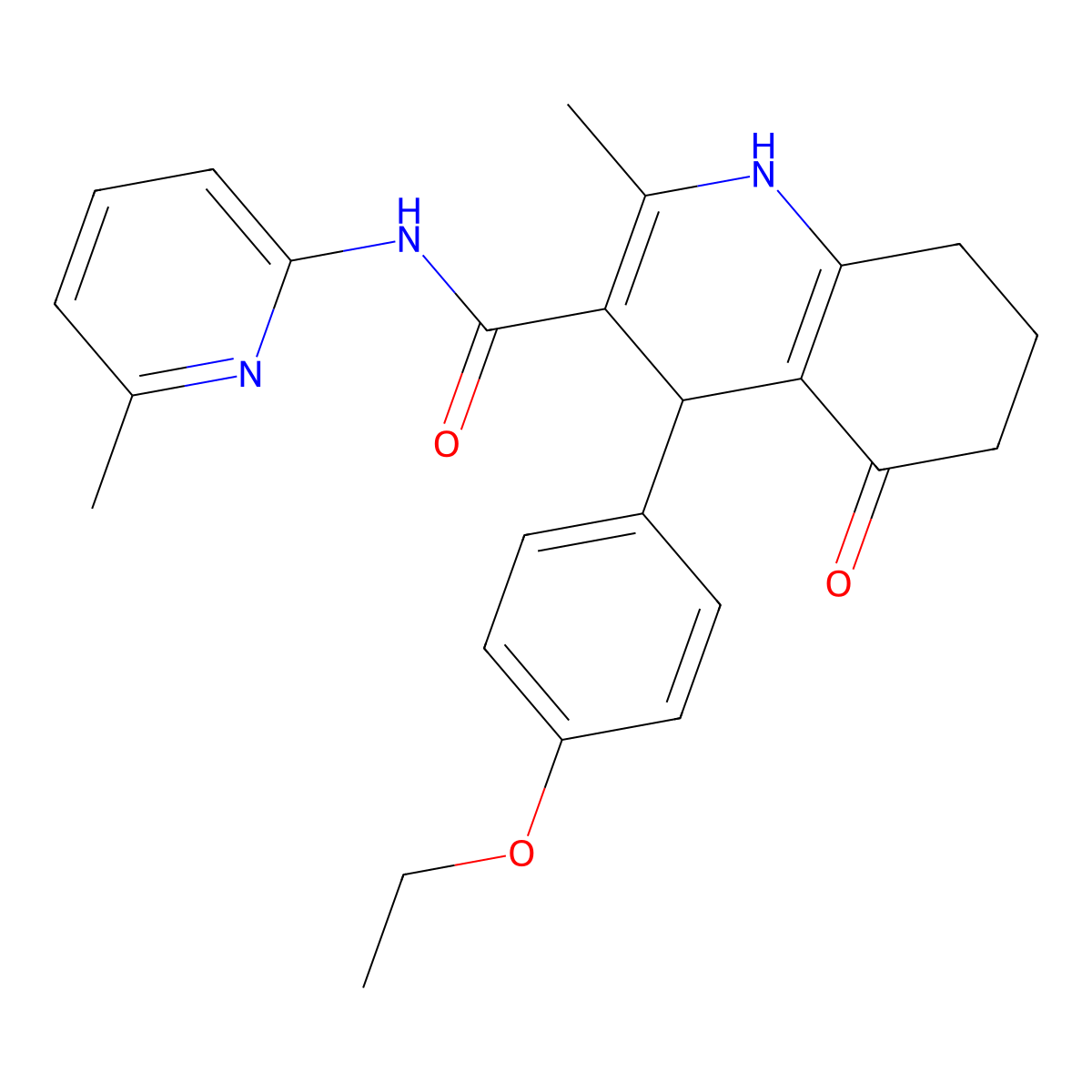 4-(4-Ethoxyphenyl)-2-methyl-N-(6-methyl-2-pyridinyl)-5-oxo-1,4,5,6,7,8-hexahydro-3-quinolinecarboxamide molecular structure, CAS 361195-84-8