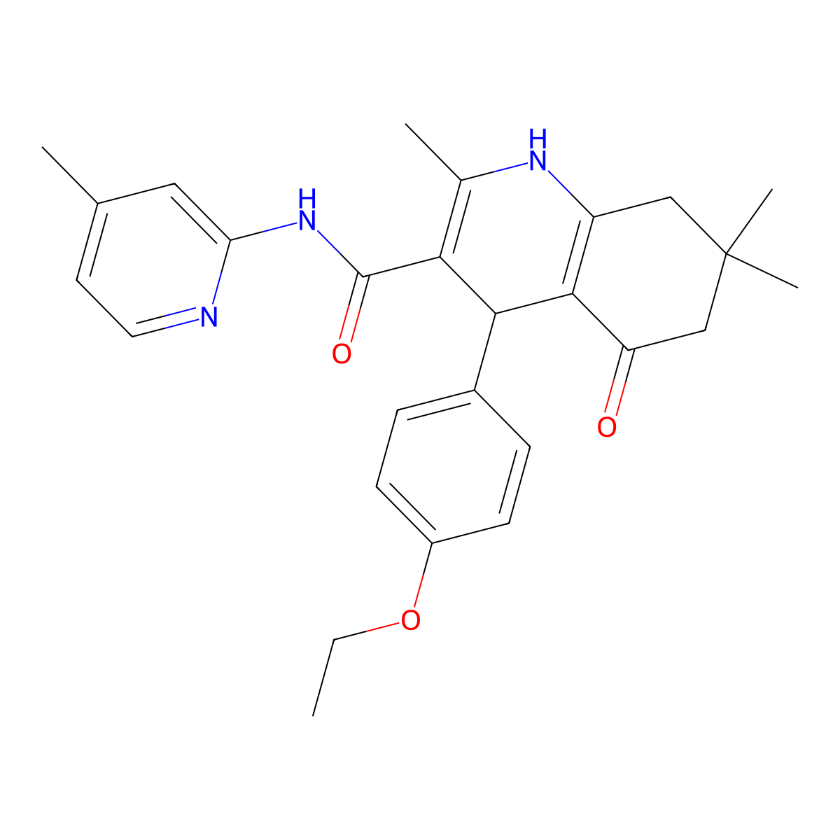 4-(4-Ethoxyphenyl)-2,7,7-trimethyl-N-(4-methyl-2-pyridinyl)-5-oxo-1,4,5,6,7,8-hexahydro-3-quinolinecarboxamide molecular structure, CAS 361195-91-7
