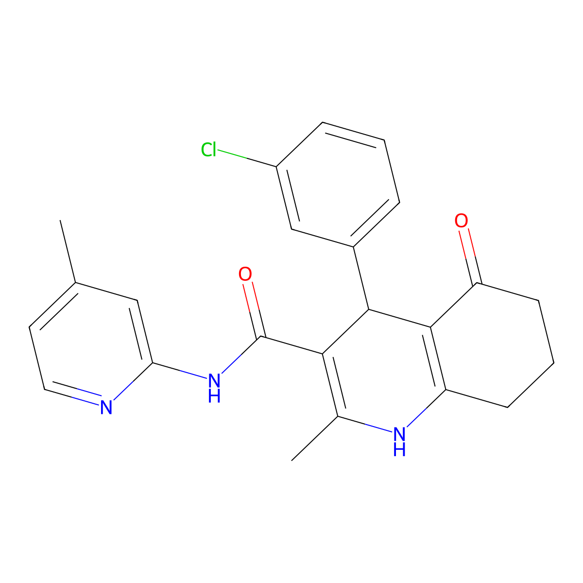 4-(3-Chlorophenyl)-2-methyl-N-(4-methyl-2-pyridinyl)-5-oxo-1,4,5,6,7,8-hexahydro-3-quinolinecarboxamide molecular structure, CAS 361195-97-3