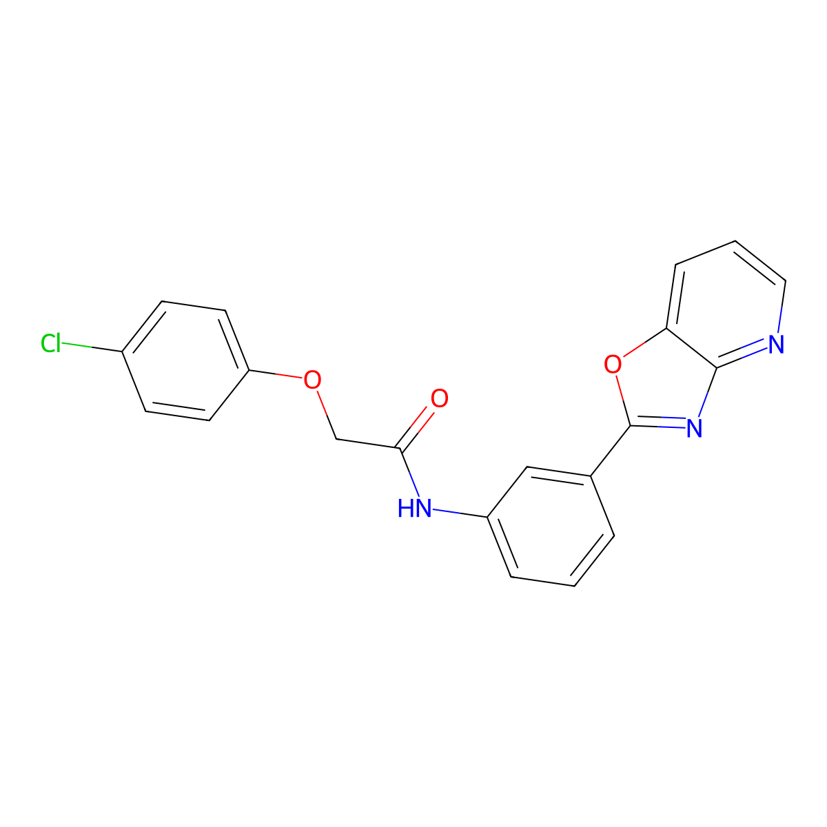 2-(4-chlorophenoxy)-N-[3-([1,3]oxazolo[4,5-b]pyridin-2-yl)phenyl]acetamide molecular structure, CAS 361197-54-8
